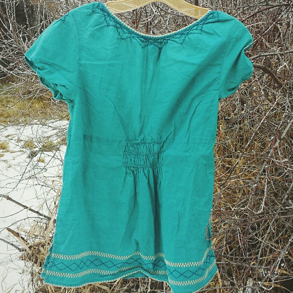 Turquoise Eddie Bauer peasant top - Picture 2 of 4